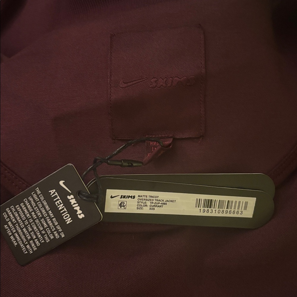 SKIMS xNike NWT Matte Tricot Oversized Track Jacket - Currant - Picture 5 of 5